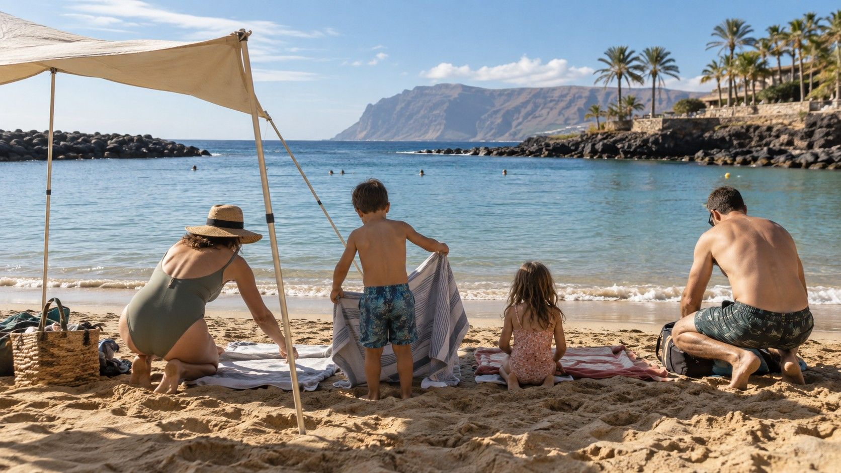 Family beach day on Tenerife